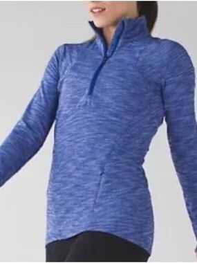 Lululemon Blue Heathered Define 1/2 Zip Athletic Pullover Thumbholes Womens